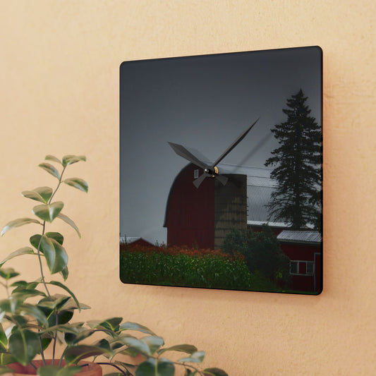 U R There Photography Beyond the Fog on Haines Rustic Farmhouse Acrylic Analog Wall Clock