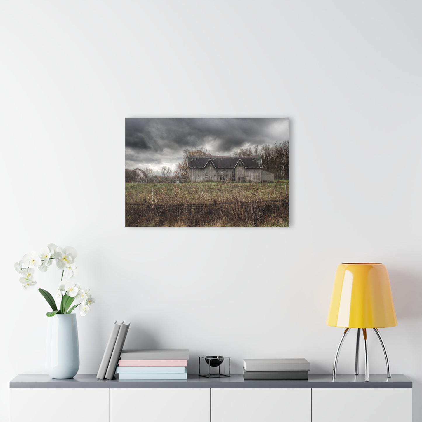 U R There Photography Green Road Grey Rustic Farmhouse Acrylic Wall Print
