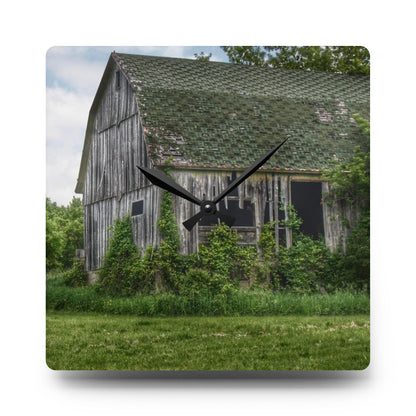 U R There Photography Hunters Creek Forgotten Grey Rustic Farmhouse Acrylic Analog Wall Clock