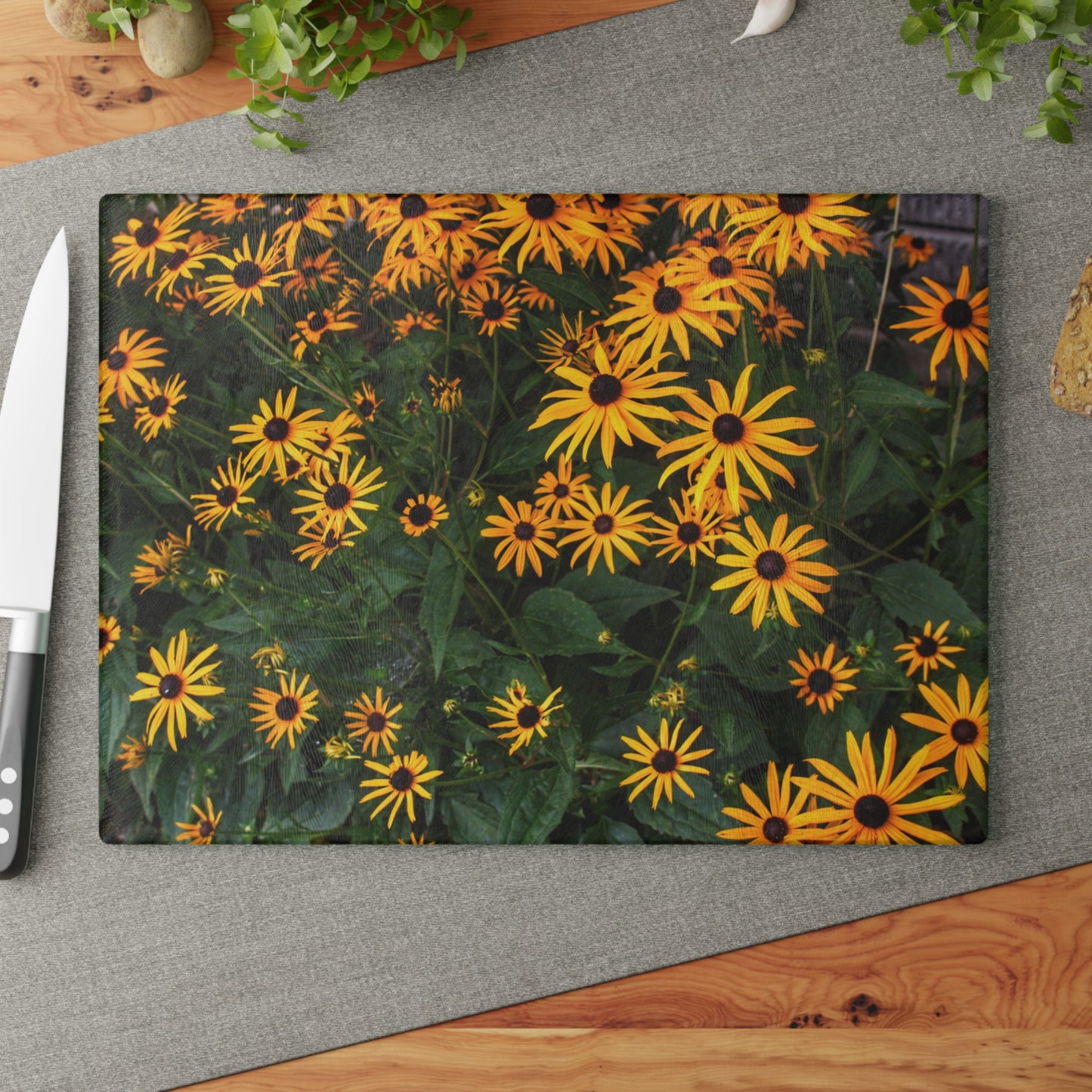 U R There Photography Black-Eyed Susan Rustic Farmhouse Tempered-Glass Cutting Board