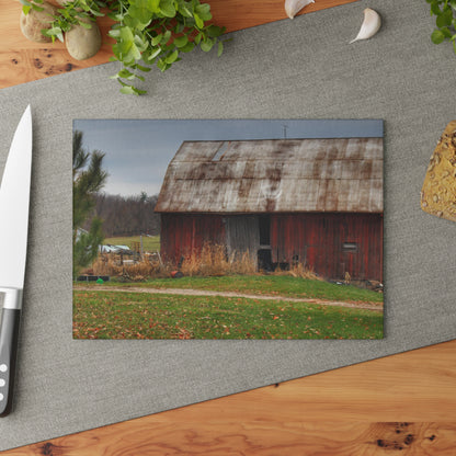 U R There Photography Castle Road Relic Red Rustic Farmhouse Tempered-Glass Cutting Board