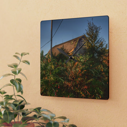 U R There Photography Hidden on Bearanger Road Rustic Farmhouse Acrylic Analog Wall Clock
