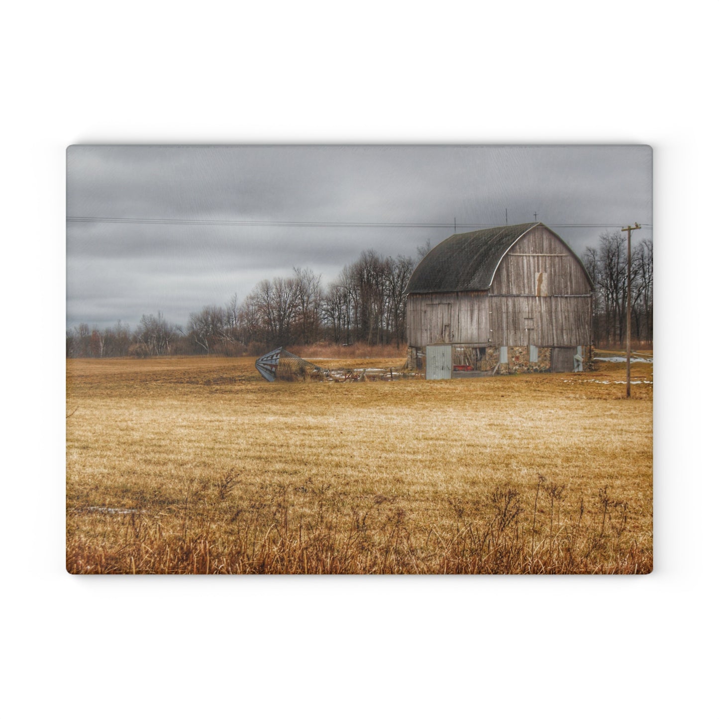 U R There Photography Laur Road Grey Rustic Farmhouse Tempered-Glass Cutting Board