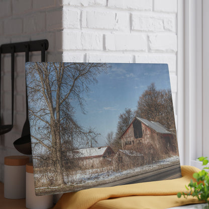 U R There Photography Almont Van Dyke Red I Rustic Farmhouse Tempered-Glass Cutting Board