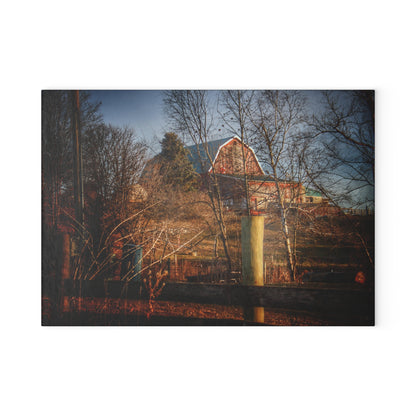 U R There Photography Marathon Road Hillside Red II Rustic Farmhouse Tempered-Glass Cutting Board