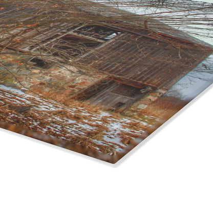 U R There Photography Norway Lake Road Hidden Grey II Rustic Farmhouse Tempered-Glass Cutting Board