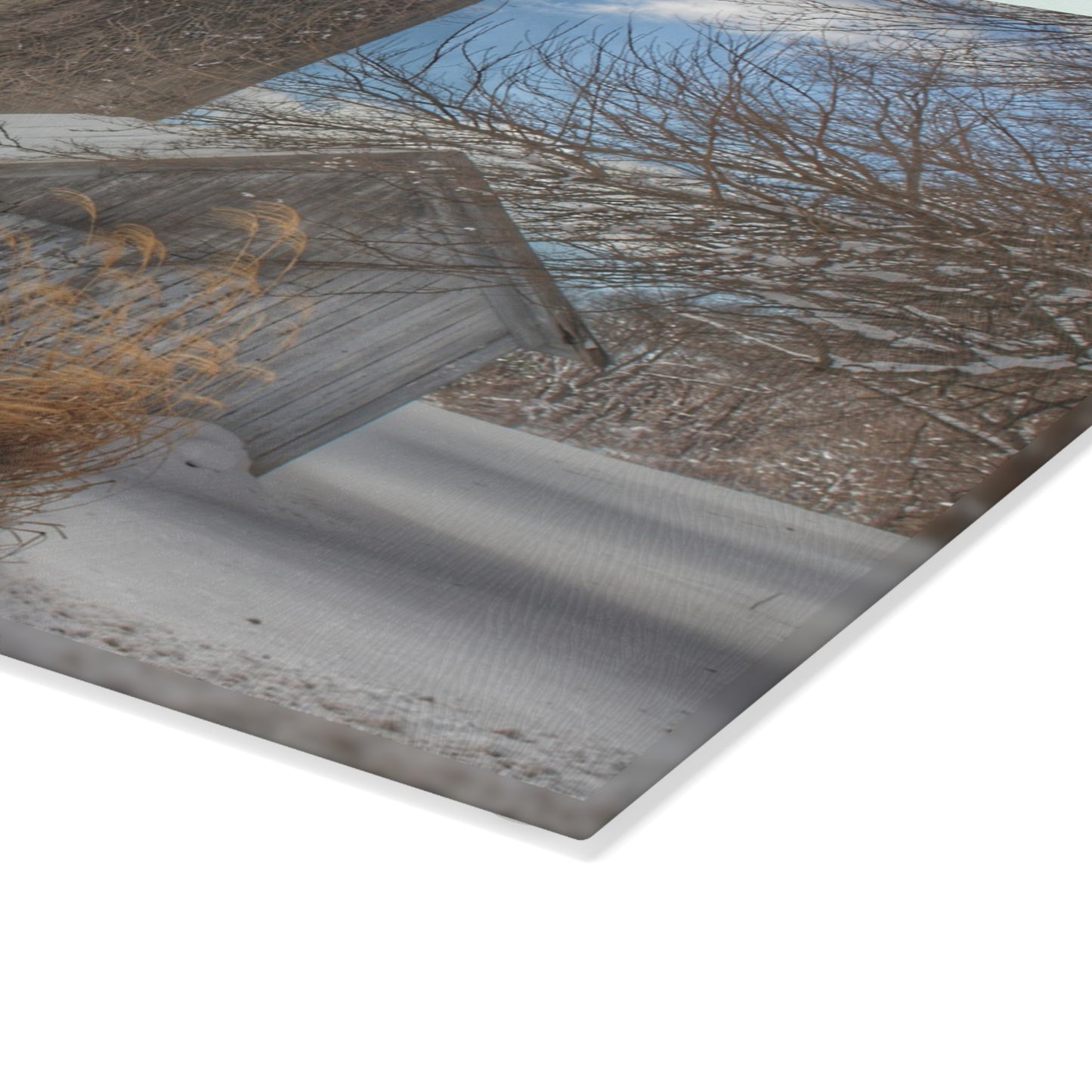 U R There Photography Ludwig Road Greys in Winter Rustic Farmhouse Tempered-Glass Cutting Board