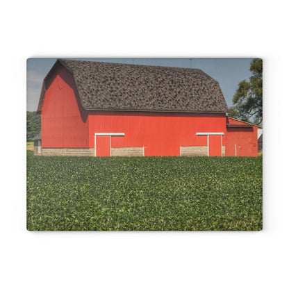 U R There Photography Elba Red I Rustic Farmhouse Tempered-Glass Cutting Board