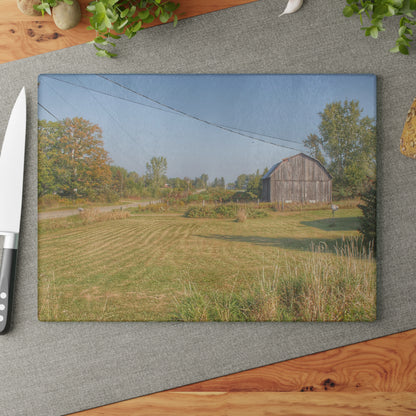 U R There Photography Snover Grey II Rustic Farmhouse Tempered-Glass Cutting Board