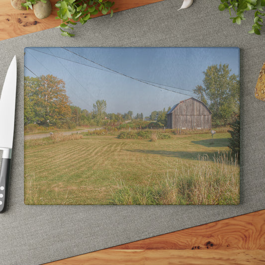 U R There Photography Snover Grey II Rustic Farmhouse Tempered-Glass Cutting Board