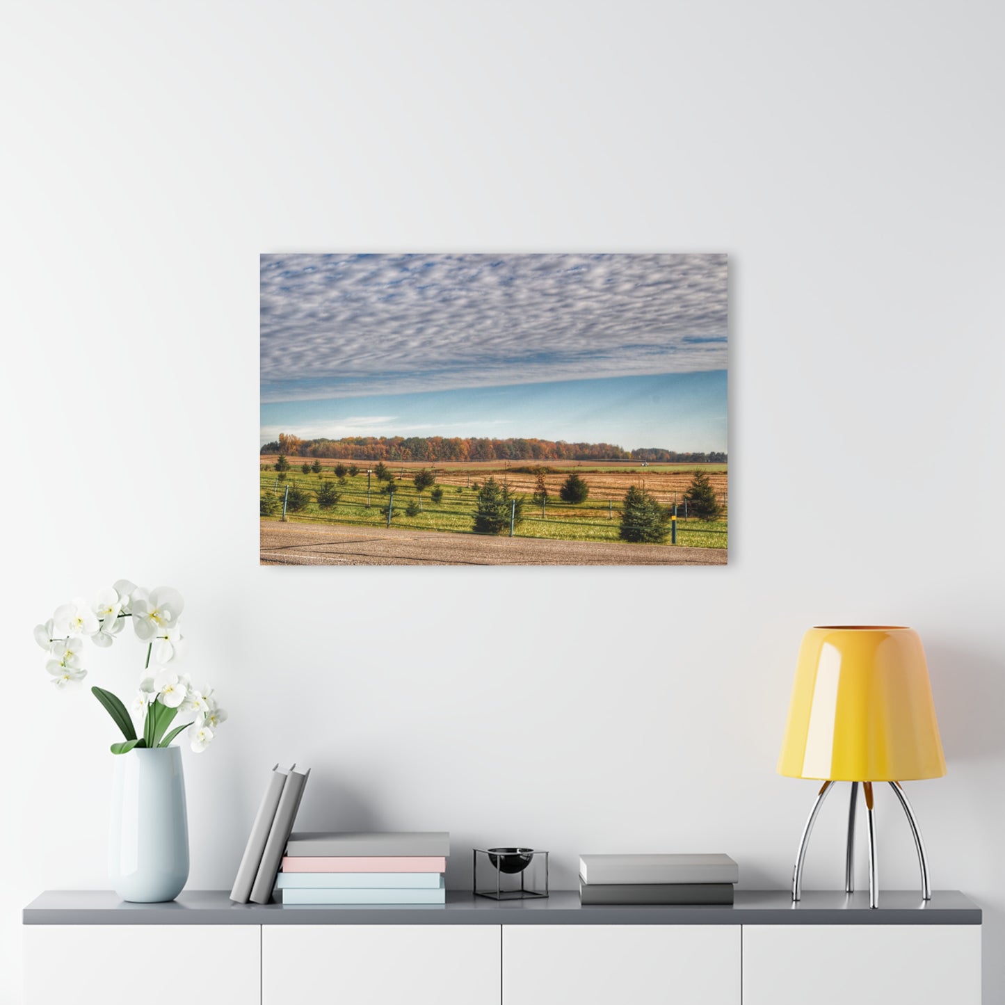 U R There Photography Fences, Firs and Fall Rustic Farmhouse Acrylic Wall Print