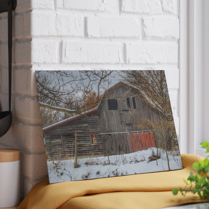 U R There Photography Hayes Road Grey in Winter I Rustic Farmhouse Tempered-Glass Cutting Board