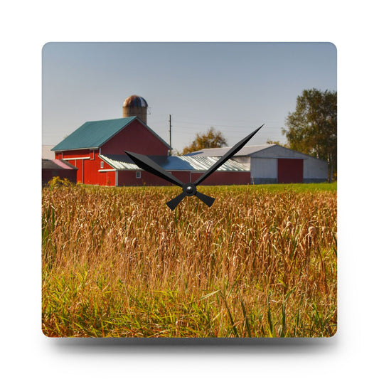 Oak Road Farm Rustic Farmhouse Acrylic Analog Wall Clock 10.75'' × 10.75'' (Square)