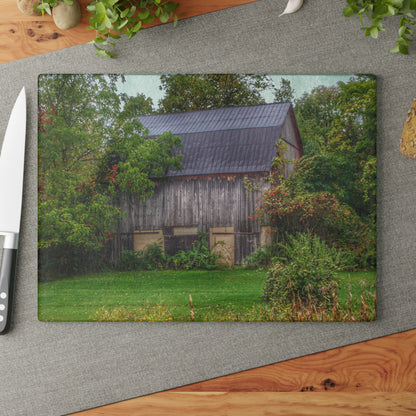 U R There Photography North Lake Road Hidden Grey Rustic Farmhouse Tempered-Glass Cutting Board