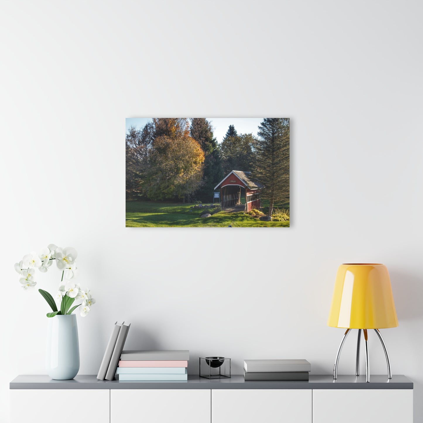 U R There Photography Hadley Covered Bridge II Rustic Farmhouse Acrylic Wall Print