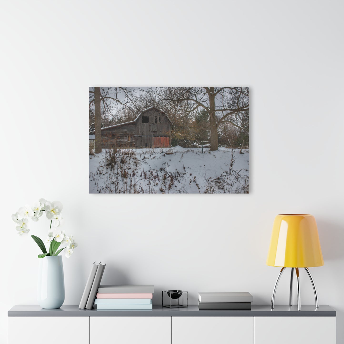 U R There Photography Hayes Road Grey in Winter II Rustic Farmhouse Acrylic Wall Print