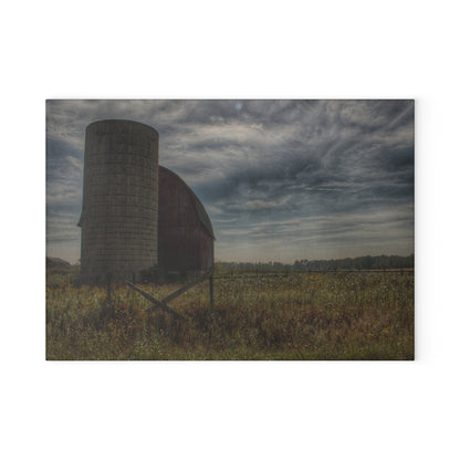 U R There Photography Mushroom Road Red I Rustic Farmhouse Tempered-Glass Cutting Board