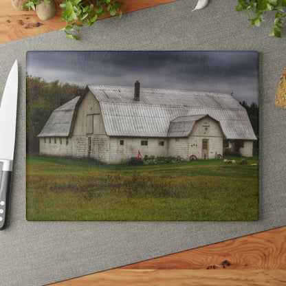 U R There Photography Milliman Road White Rustic Farmhouse Tempered-Glass Cutting Board
