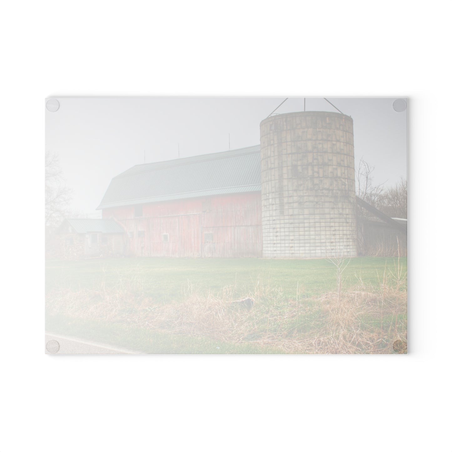 U R There Photography Plumb Creek Road Red I Rustic Farmhouse Tempered-Glass Cutting Board