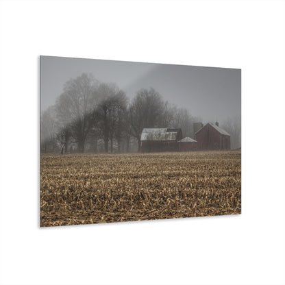 U R There Photography Farm in the Fog on Barnes Road Rustic Farmhouse Acrylic Wall Print