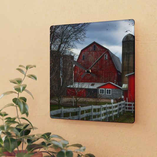 Rustic Farmhouse Wall Clock featuring Peck Red