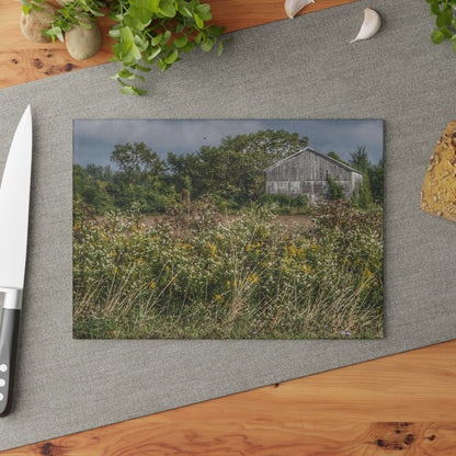 U R There Photography Almont Road Grey Rustic Farmhouse Tempered-Glass Cutting Board