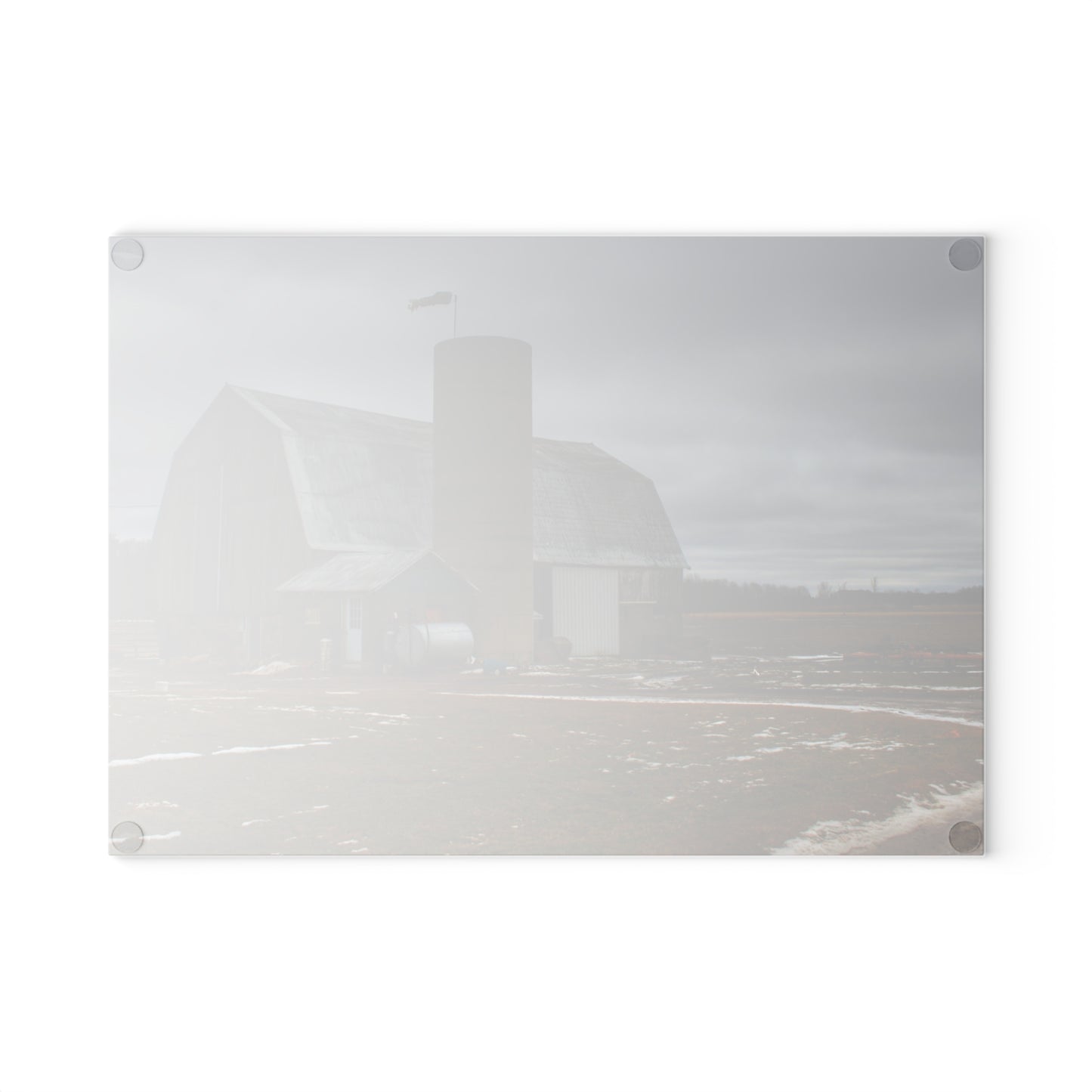 U R There Photography Chapman Road Grey I Rustic Farmhouse Tempered-Glass Cutting Board