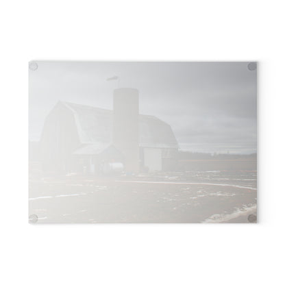 U R There Photography Chapman Road Grey I Rustic Farmhouse Tempered-Glass Cutting Board