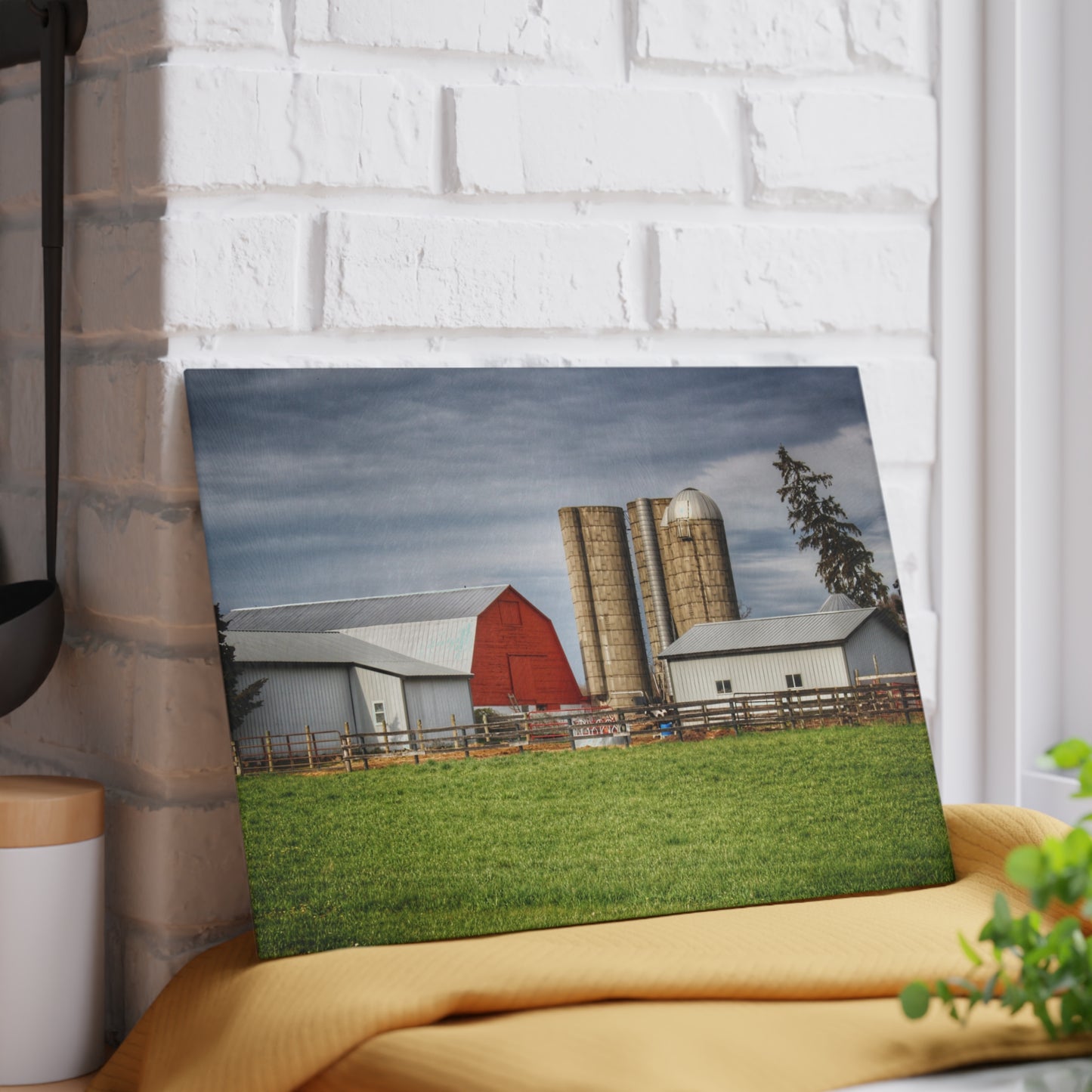 U R There Photography M-24 Farm Rustic Farmhouse Tempered-Glass Cutting Board