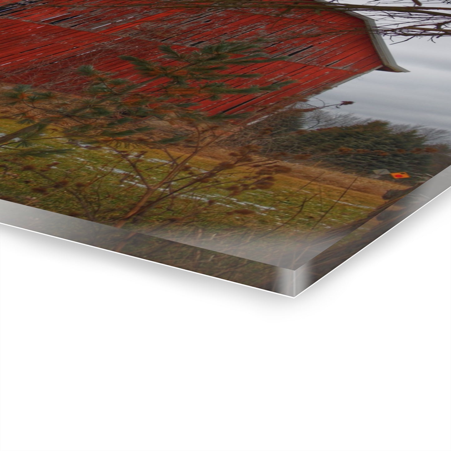 U R There Photography Johnsonmill Road Hidden Red Rustic Farmhouse Acrylic Wall Print