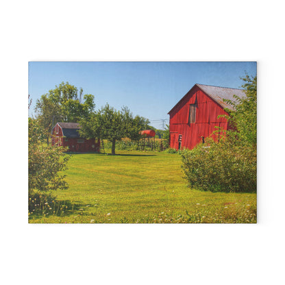 U R There Photography East Farrand Reds Rustic Farmhouse Tempered-Glass Cutting Board