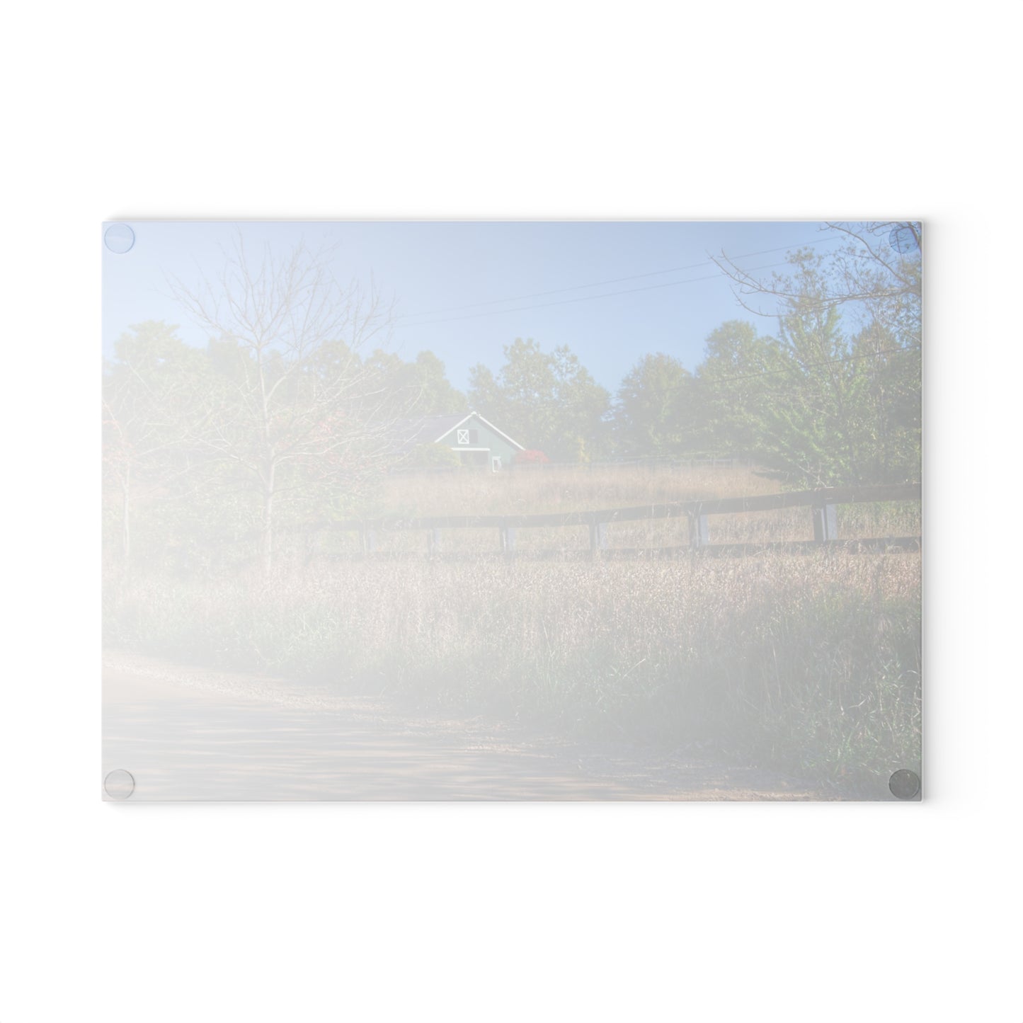 U R There Photography Oakwood Road Hidden Green Rustic Farmhouse Tempered-Glass Cutting Board