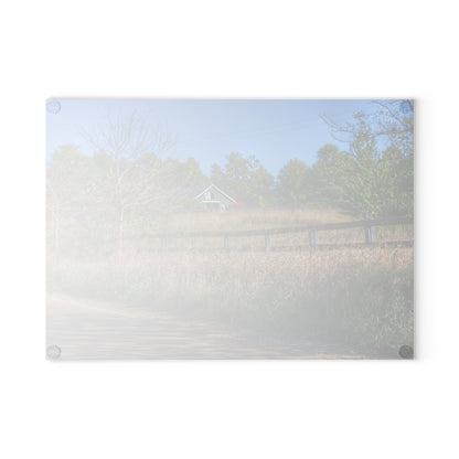 U R There Photography Oakwood Road Hidden Green Rustic Farmhouse Tempered-Glass Cutting Board