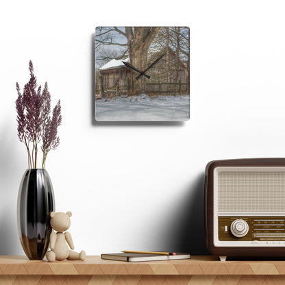 U R There Photography English Road Grey Rustic Farmhouse Acrylic Analog Wall Clock