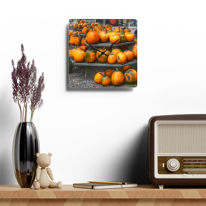 U R There Photography Tabletop Pumpkins Rustic Farmhouse Acrylic Analog Wall Clock