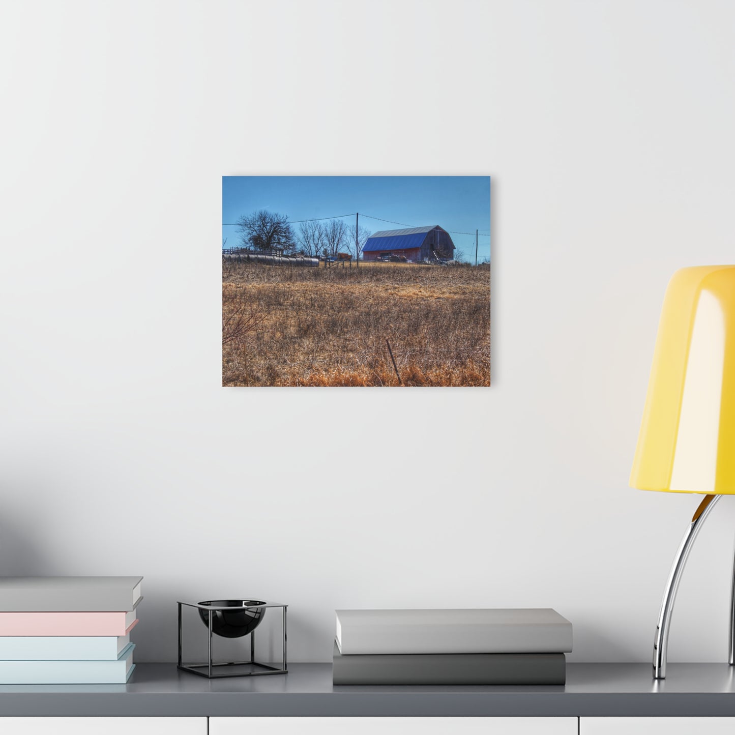 U R There Photography Marathon Haybarn on the Hill I Rustic Farmhouse Acrylic Wall Print
