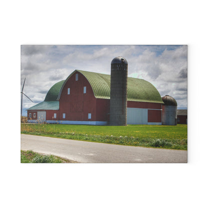 U R There Photography Rescue Road Red Rustic Farmhouse Tempered-Glass Cutting Board