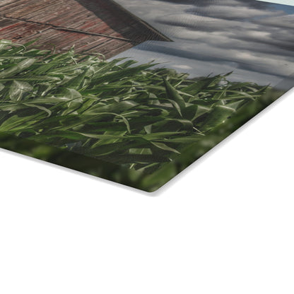 U R There Photography Above the July Corn Rustic Farmhouse Tempered-Glass Cutting Board