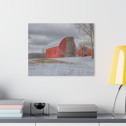 U R There Photography Catlin Reds in Winter II Rustic Farmhouse Acrylic Wall Print