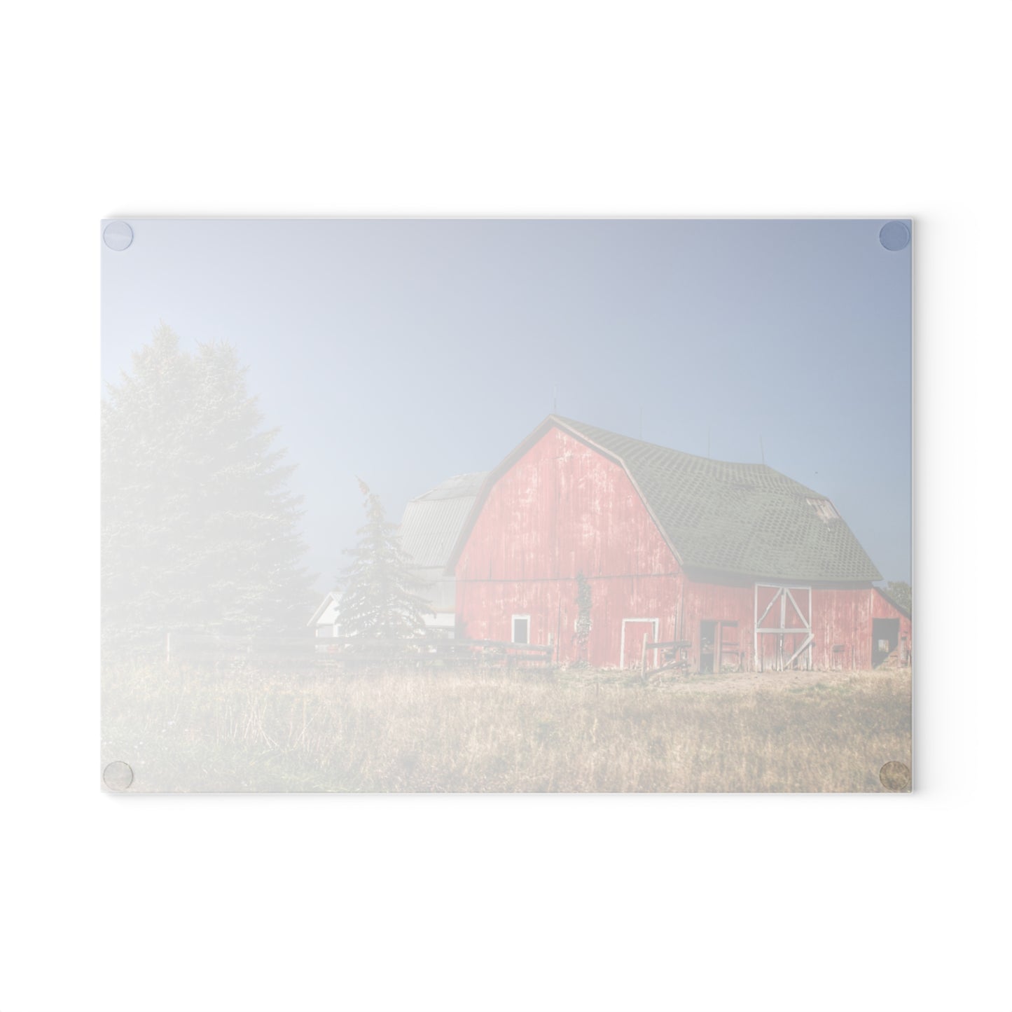U R There Photography Elmwood Road Red III Rustic Farmhouse Tempered-Glass Cutting Board