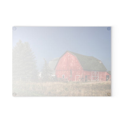 U R There Photography Elmwood Road Red III Rustic Farmhouse Tempered-Glass Cutting Board