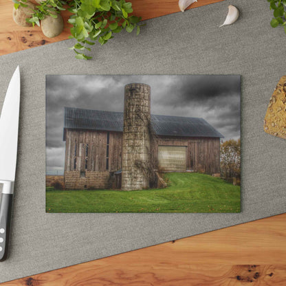 U R There Photography Gilford Grey I Rustic Farmhouse Tempered-Glass Cutting Board
