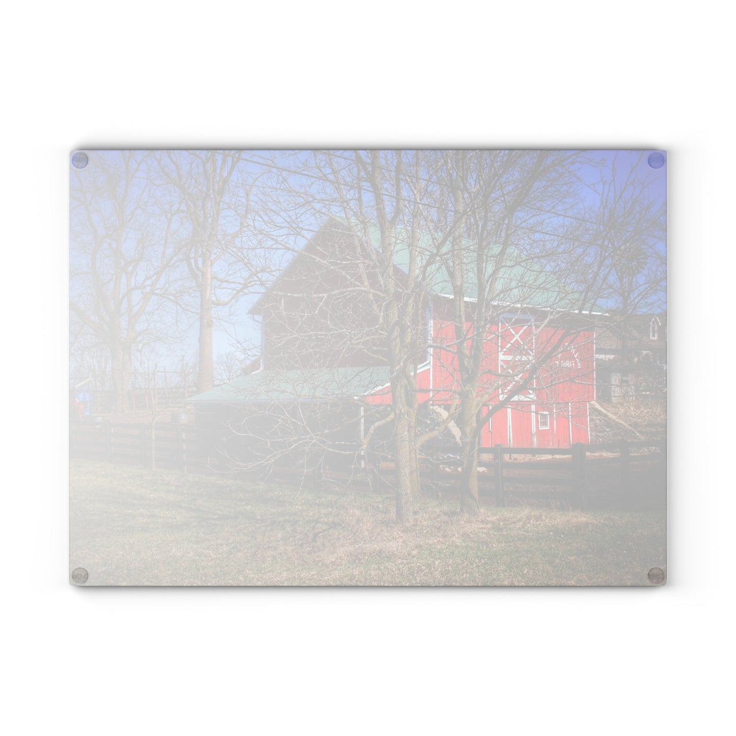 U R There Photography Imlay City Road Cow Barn I Rustic Farmhouse Tempered-Glass Cutting Board