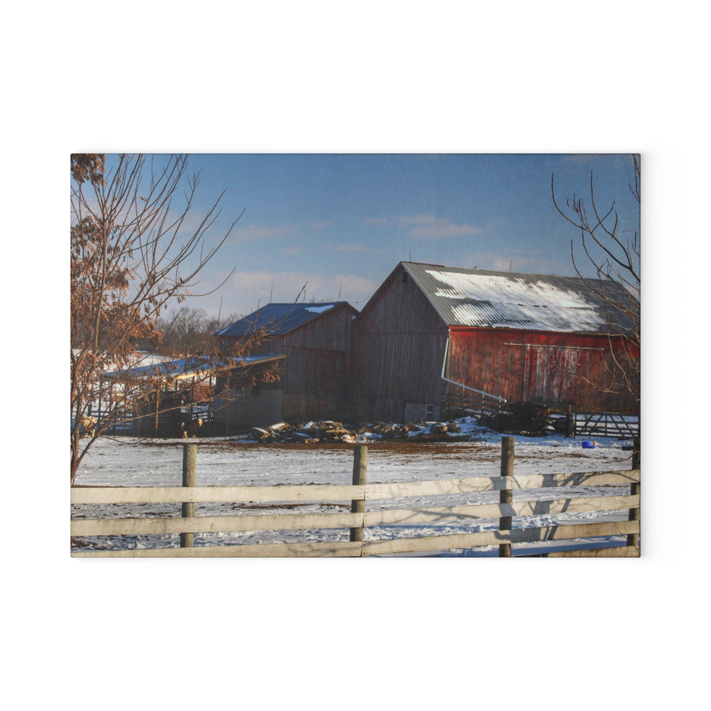 U R There Photography Attica Reds Rustic Farmhouse Tempered-Glass Cutting Board