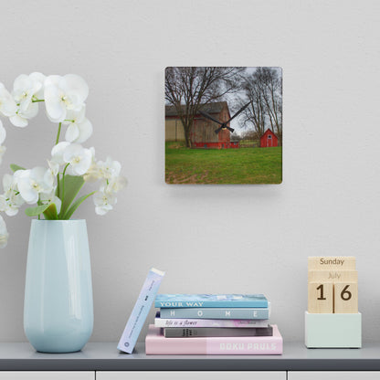 U R There Photography Lake George Red II Rustic Farmhouse Acrylic Analog Wall Clock