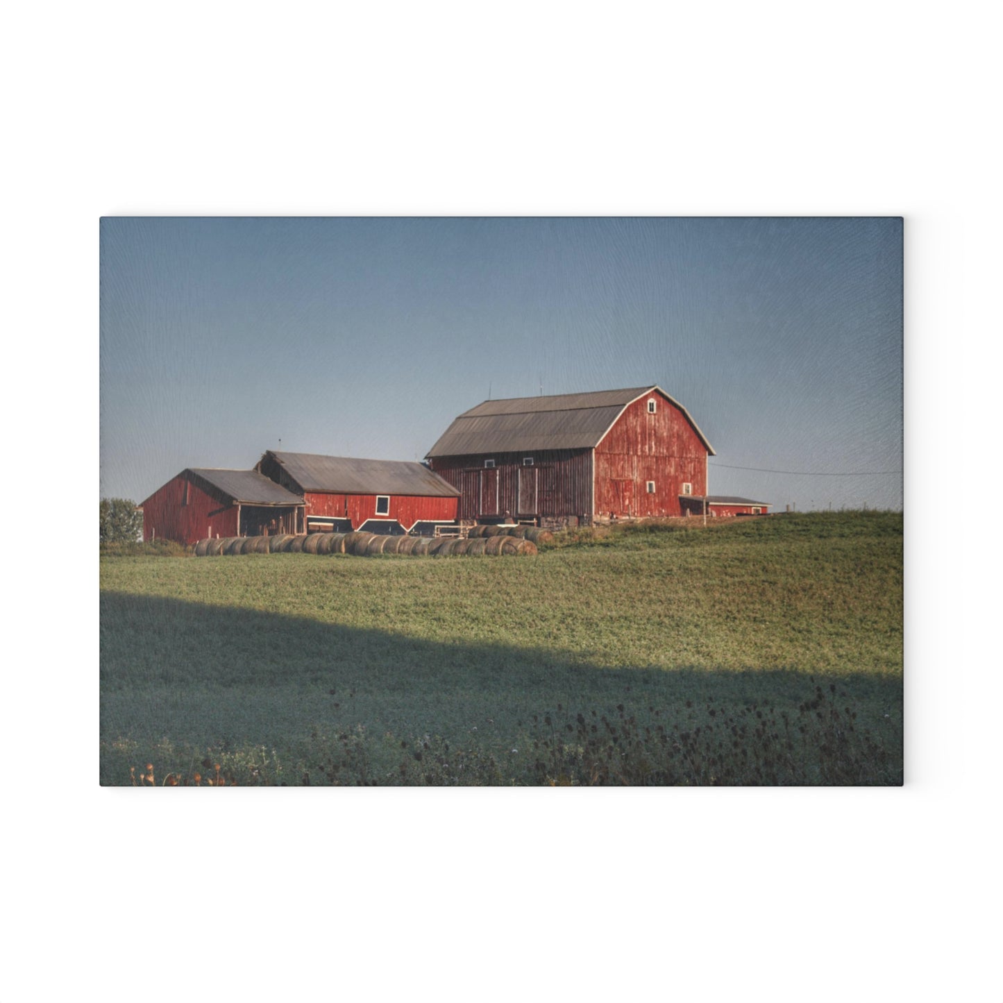 U R There Photography Across the Field in Millington Rustic Farmhouse Tempered-Glass Cutting Board