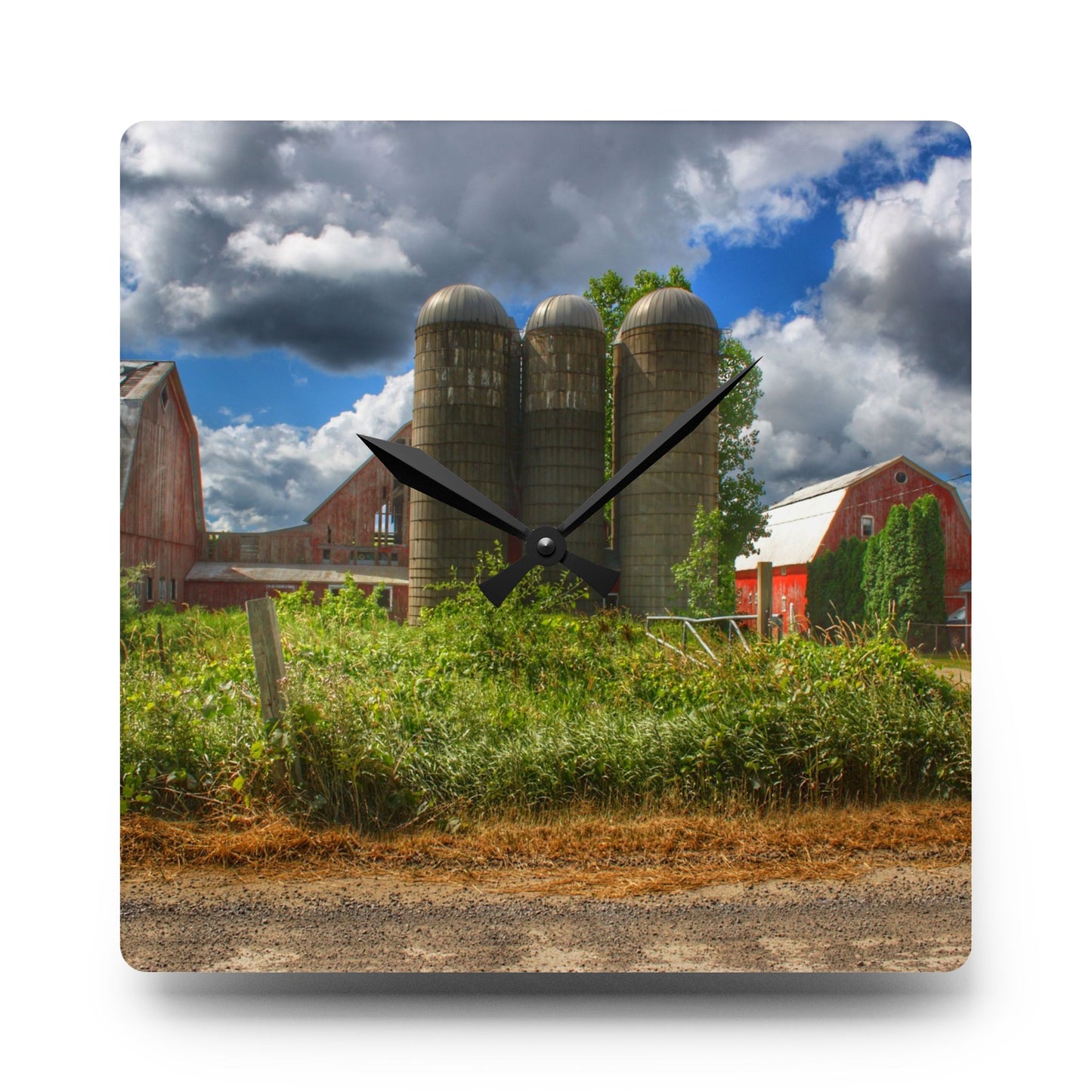 U R There Photography Shelby Red II Rustic Farmhouse Acrylic Analog Wall Clock