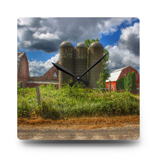 Shelby Red II Rustic Farmhouse Acrylic Analog Wall Clock 10.75'' × 10.75'' (Square)