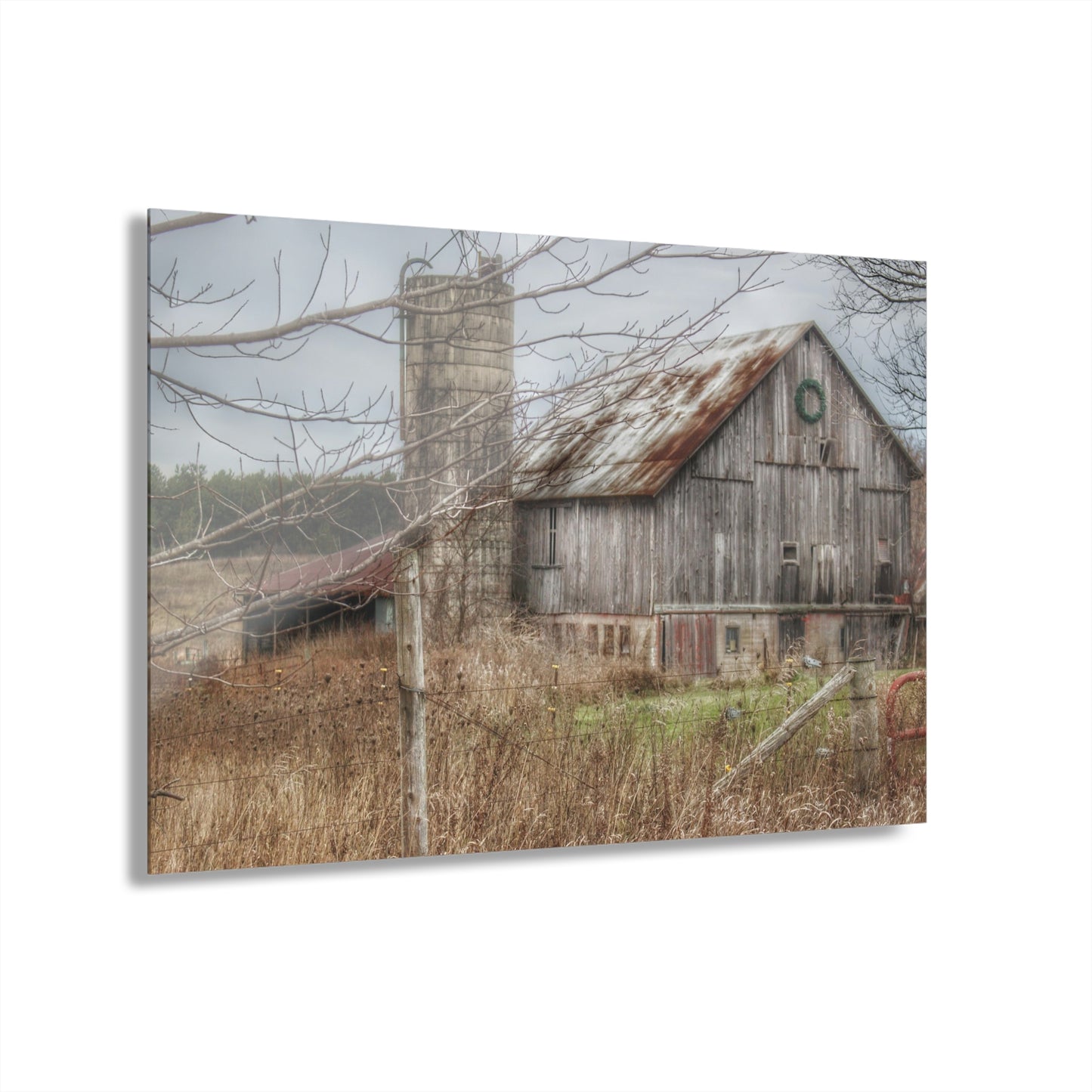 U R There Photography Churchill Christmas Barn I Rustic Farmhouse Acrylic Wall Print