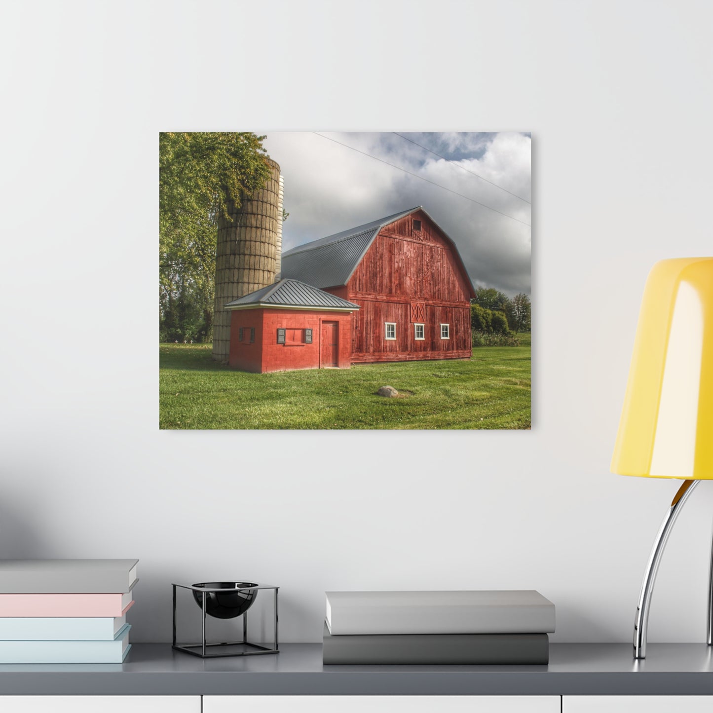 U R There Photography Hollow Corners Red and Silo Rustic Farmhouse Acrylic Wall Print